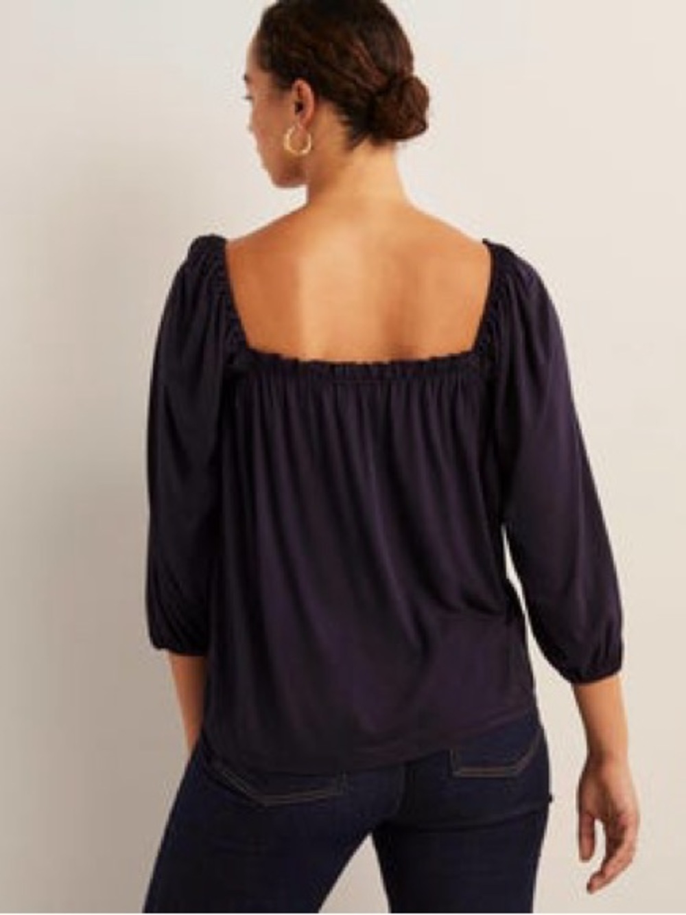Boden Square-Neck Swing Top in Deep Navy